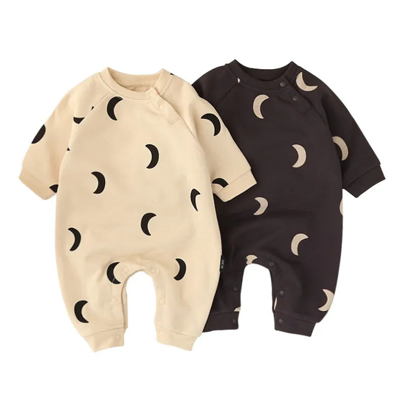Cotton baby jumpsuit long sleeves long climbing style dark gray apricot 66cm to 90cm height spring autumn