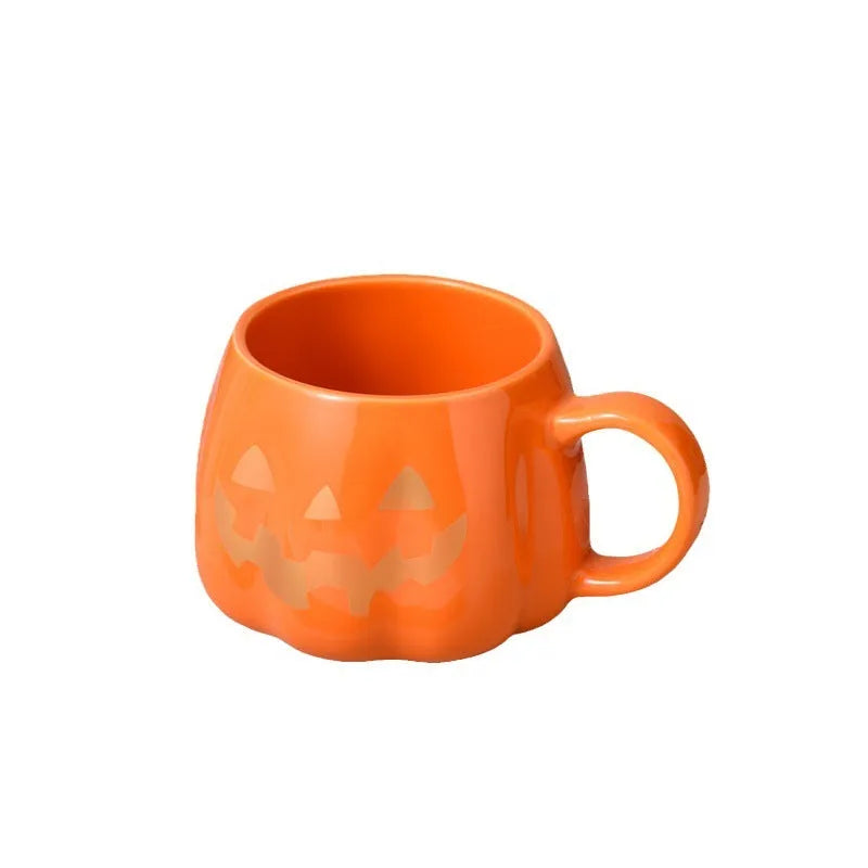 Halloween Christmas cartoon ceramic mug black expression bone china 400ml round shape