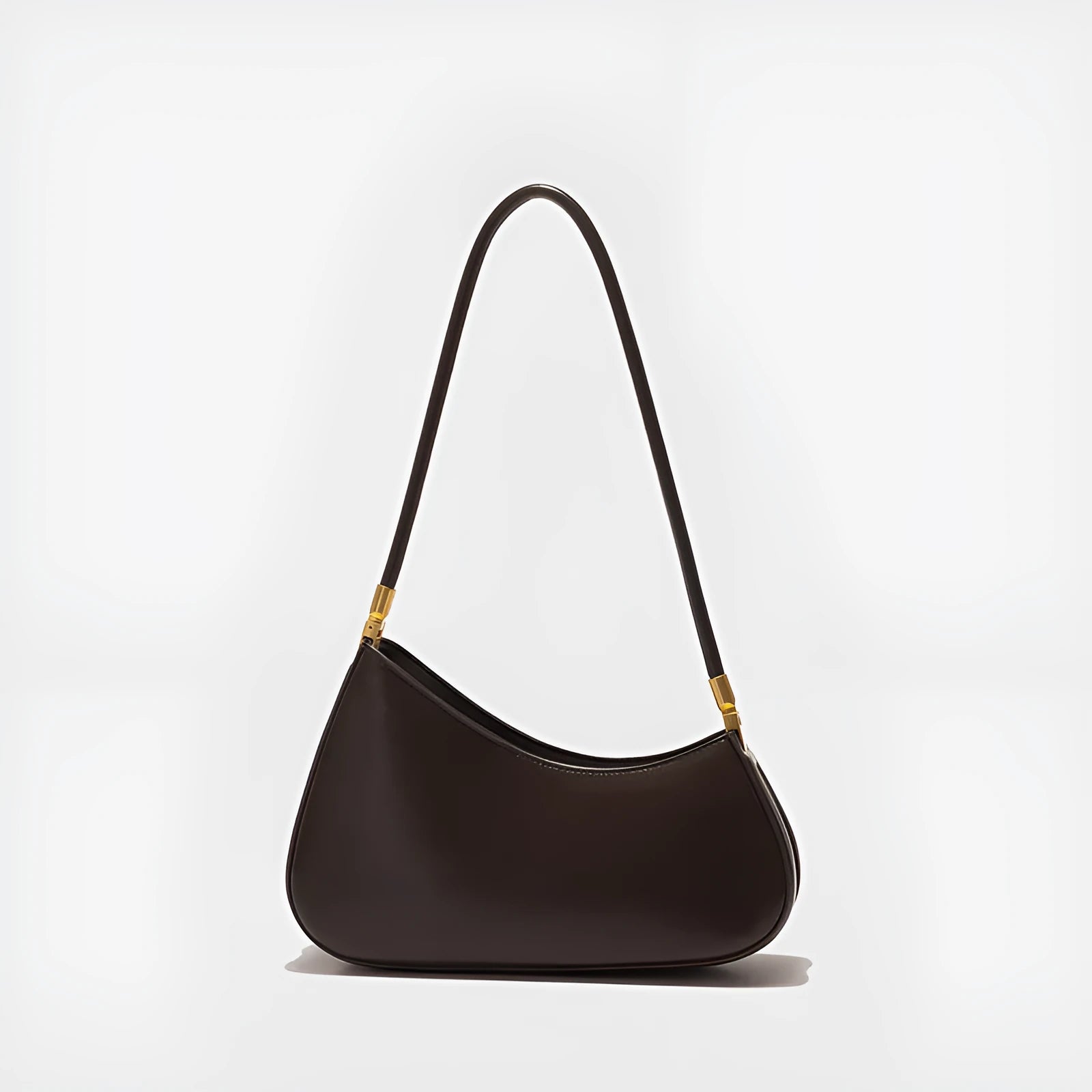 Women's oval retro underarm bag in PU leather with single shoulder strap and zipped compartment