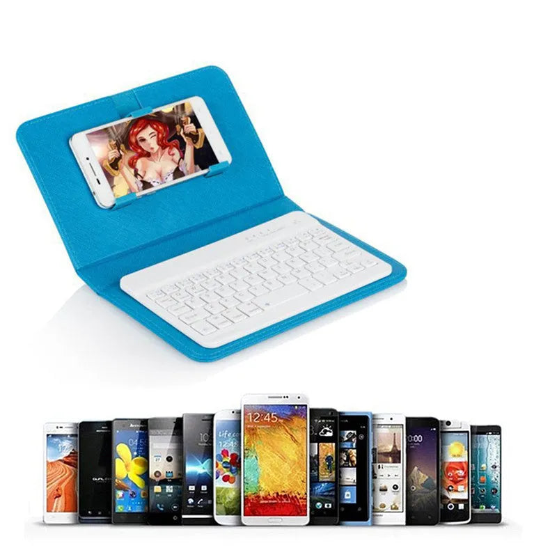 Bluetooth holster keyboard with leather protective case for mobile phones in multiple colour options