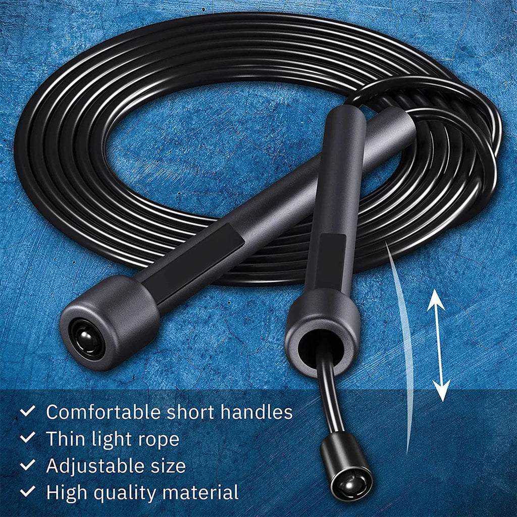 Black PVC skipping rope with PP handles 2.8 metres for children and adult fitness