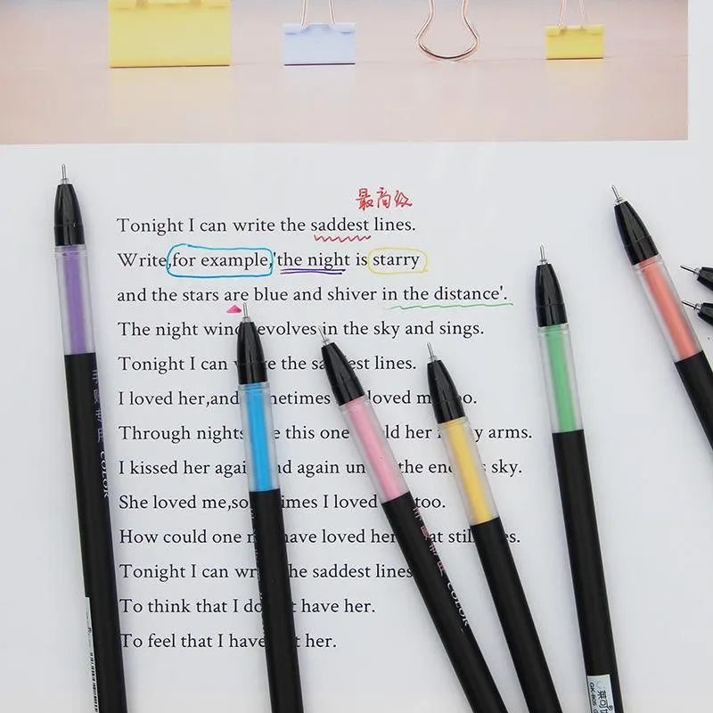 Candy colour gel pen set with plastic shell and options for random one, random six, set of twelve, or 12 pens with refills