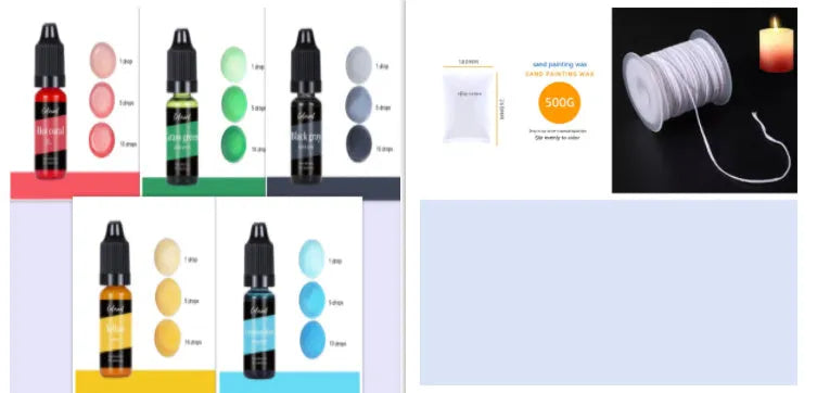 Set of 30 small bottles of candle and soap dye concentrate in various colours