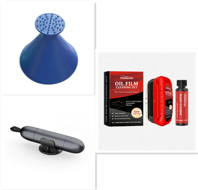 Automotive glass oil film remover set with 120ml cleaning brush and 30ml brightener supplement liquid