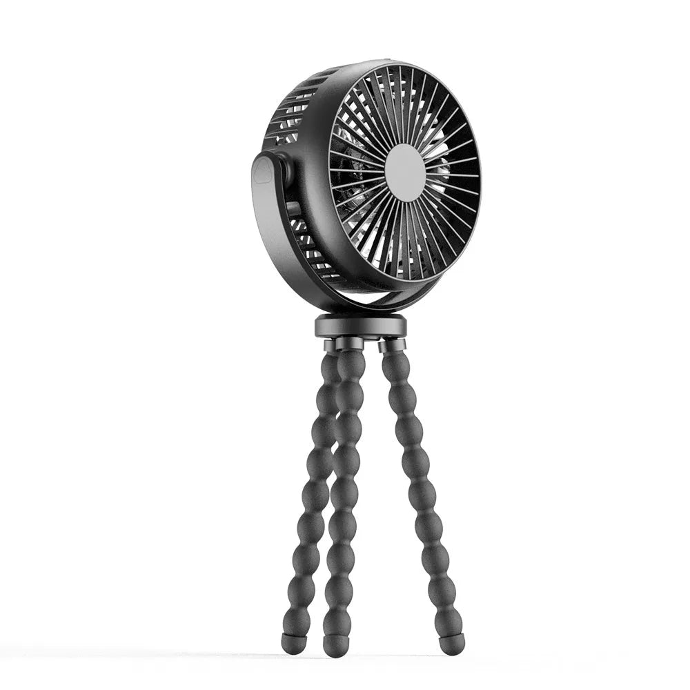 HOMEFISH F2 automatic head shaking portable fan with removable bracket and LED light on a table