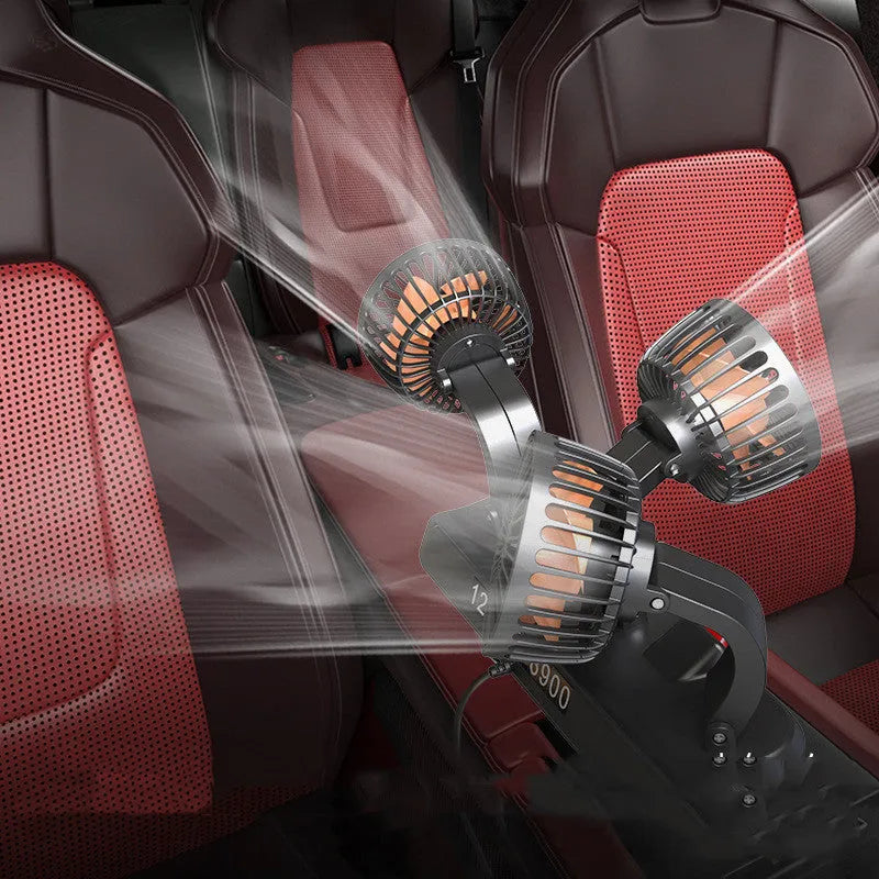 Three head automotive electric cooling fan with long cable for car cigarette lighter or USB power