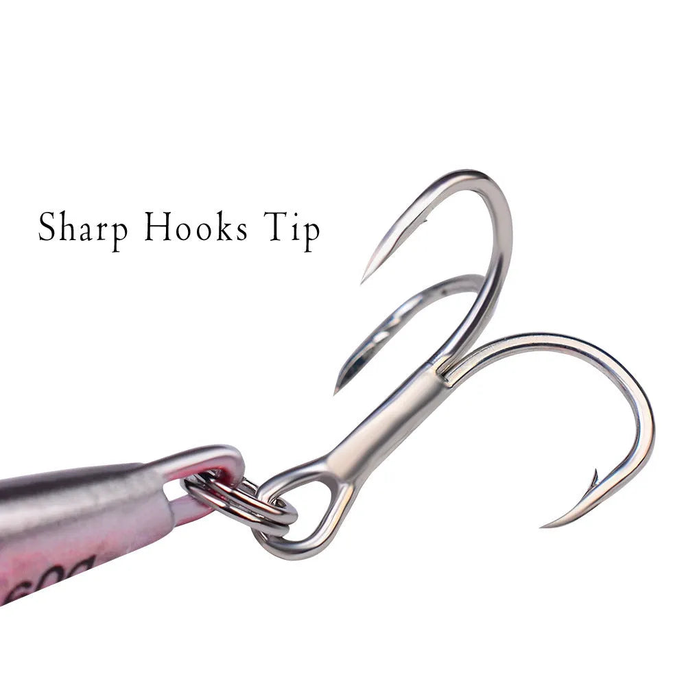 Luya metal submerged tossing lure with treble hook and iron plate in multiple weight options from 10g to 60g