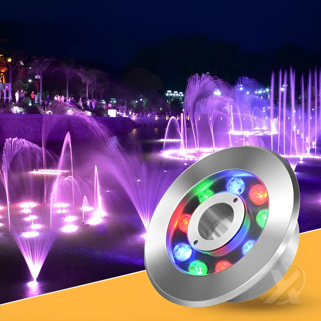 Aluminium alloy underwater lamp for garden villa and courtyard water feature lighting with RGB, warm white, and pure white options