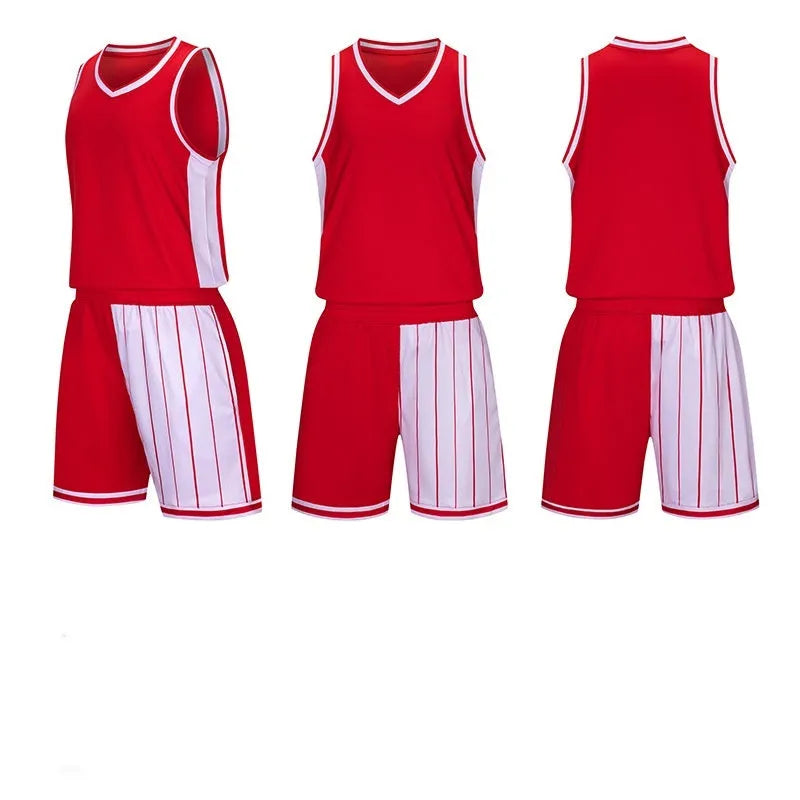 Men's basketball uniform set in blue, featuring a quick-dry top and shorts for sports training.