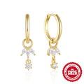 S925 sterling silver geometric earrings with a golden sunflower zircon design.
