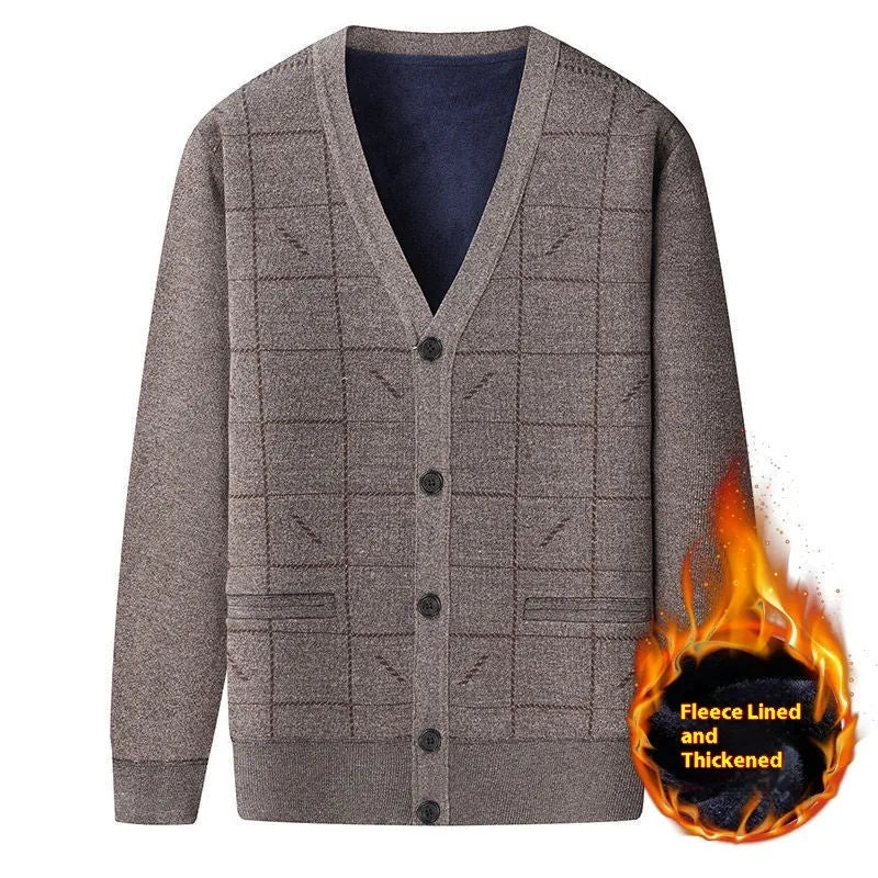 Men's dark grey batwing sleeve cardigan sweater for plus size autumn and winter wear