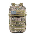 Tactical camouflage backpack in army green with Oxford 600D fabric, 36-55 litre capacity