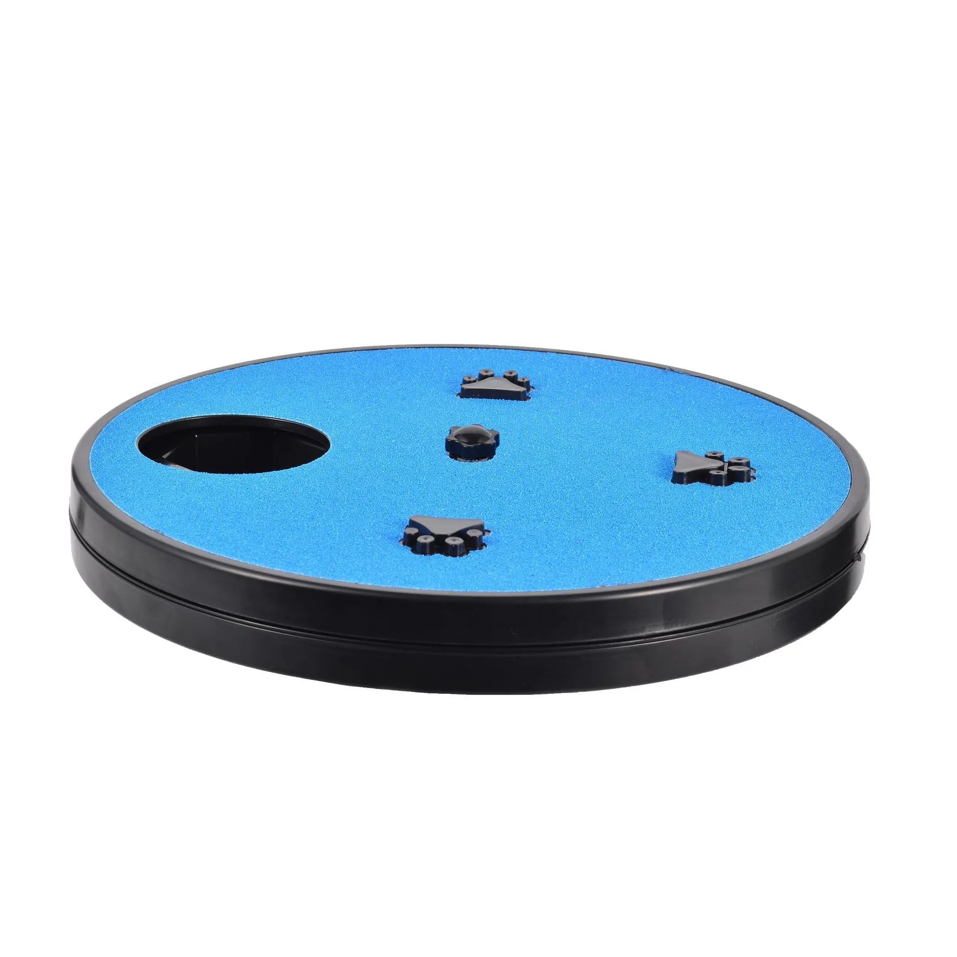 Square dog nail file board with rotating top cover and suction cup base in blue colour