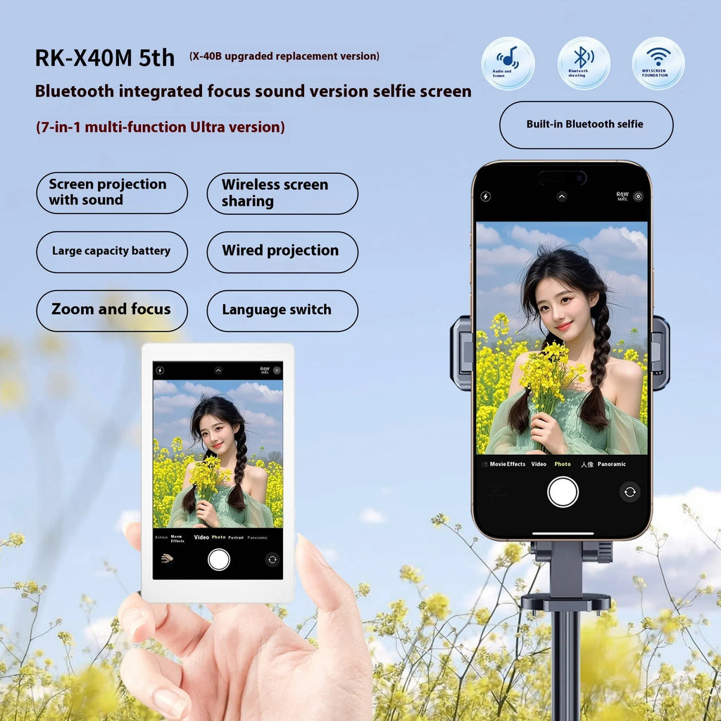 Wireless mobile phone projector with magnetic back and audio zoom in black, grey, or white