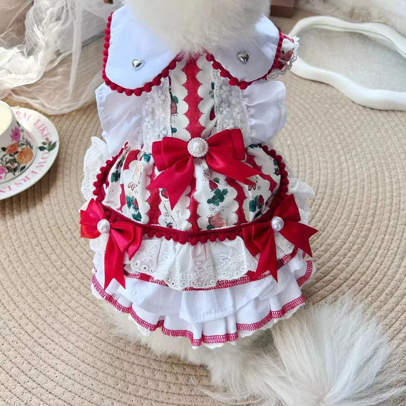 Rabbit-themed princess skirt for a small dog, shown in size M for dogs approx 2.5-3.5kg.