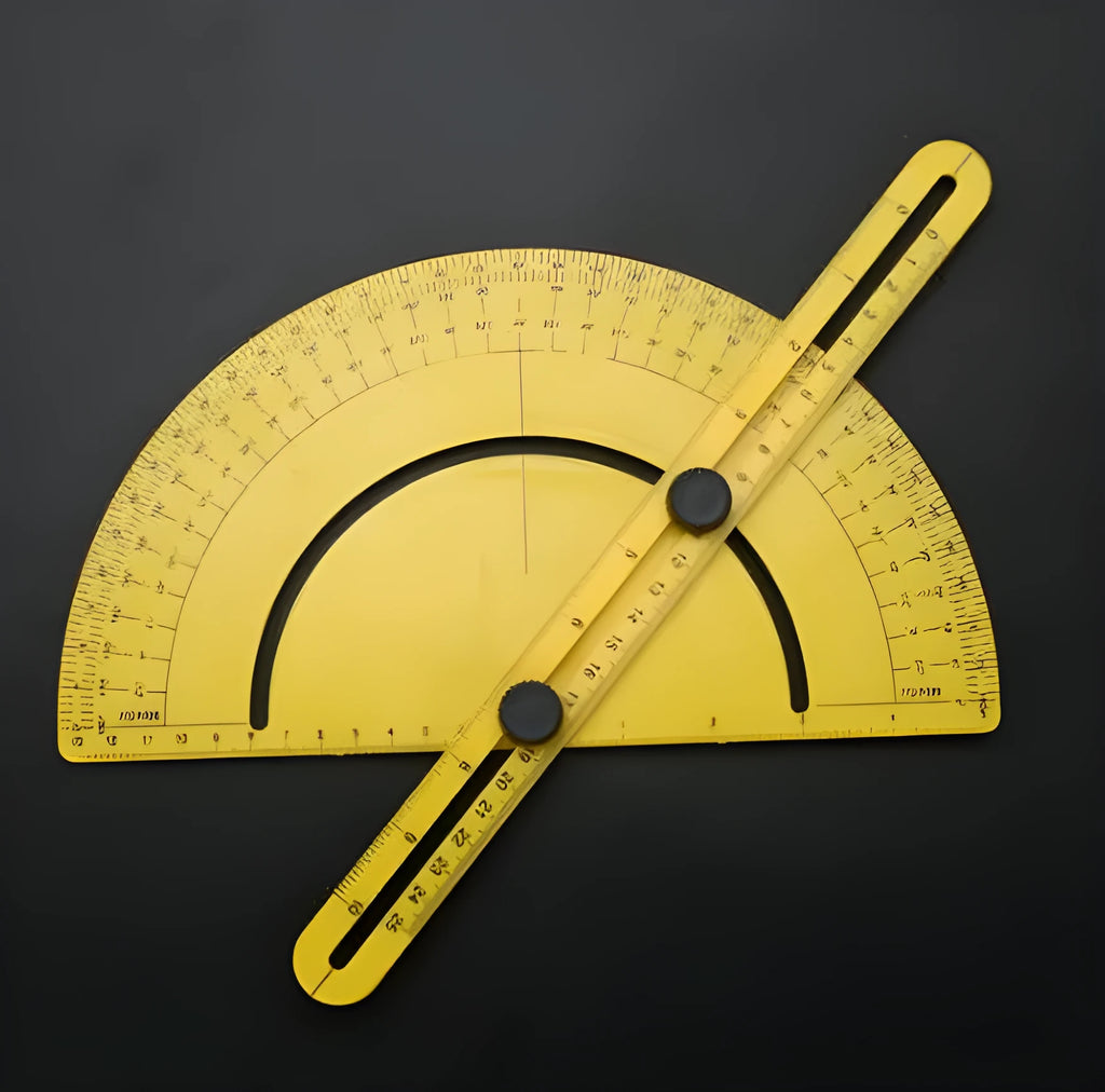 180-degree carpentry angle ruler measuring tool with ABS plastic construction and scale markings