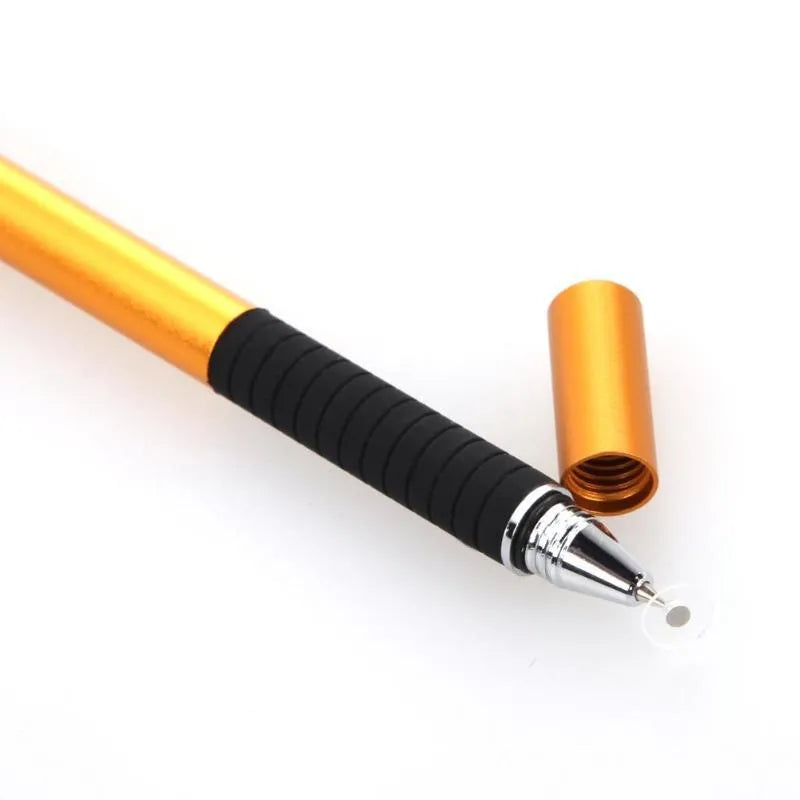 2-in-1 capacitive stylus pen with conductive cloth head and suction cup disc in aluminium barrel, 132mm length, multiple colours