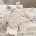 Girls' Cotton-Padded Quilted Winter Coat Classic Style Cream Powder Polyester Fabric Suitable Height 80-130cm Warm Outerwear for Daily Wear