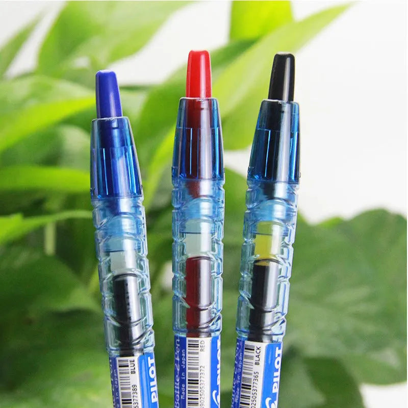 Press pen 0.5mm retractable gel pen with transparent blue barrel and black ink