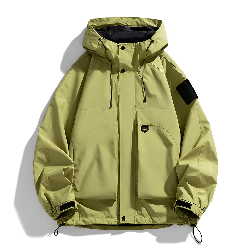 Men's waterproof hooded jacket in polyester blend available in multiple colours and extended sizes