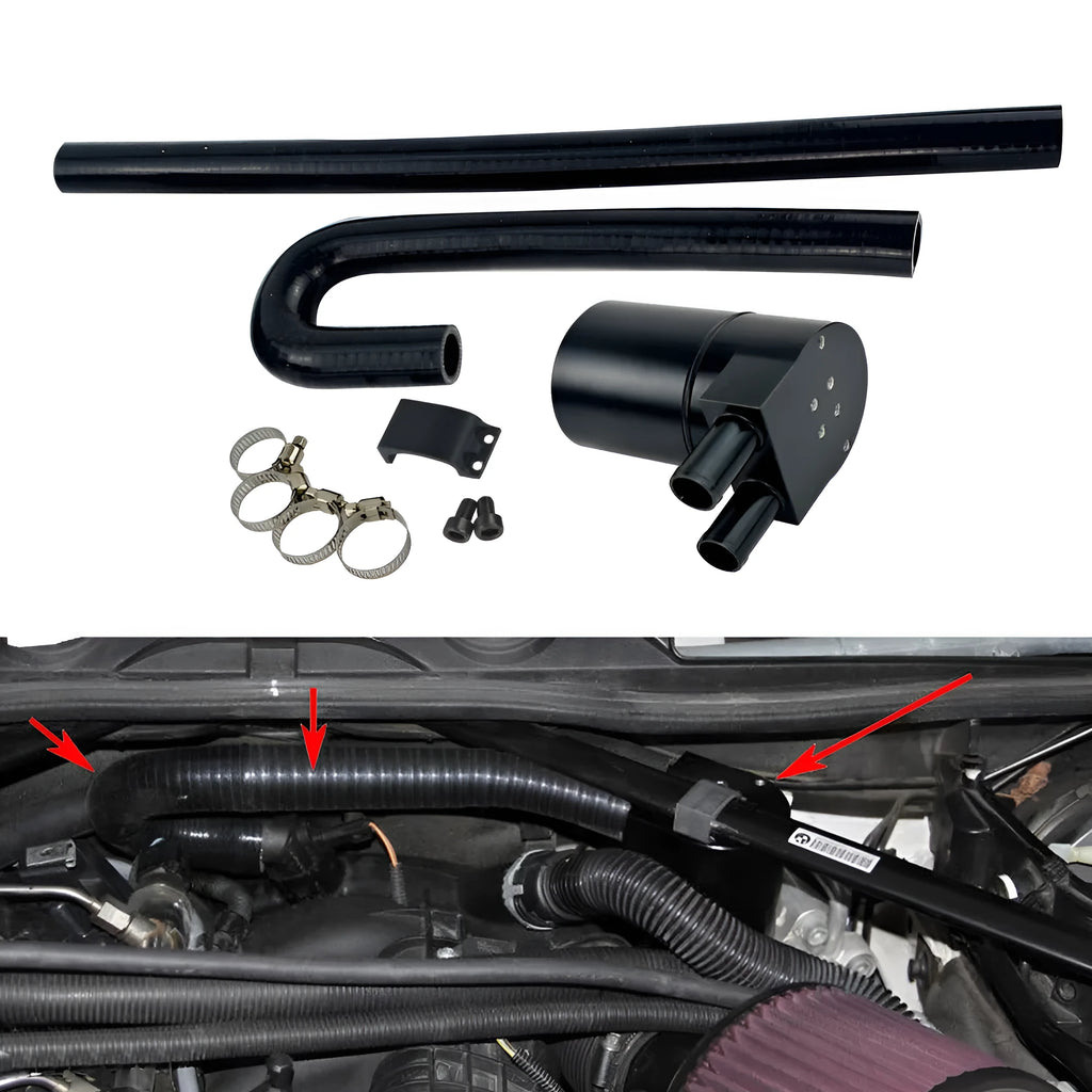 BMW radiator hose set in black with aluminium and silicone construction, 110.6mm height, 68mm outer diameter, for N54 N55 N20 N26 engines