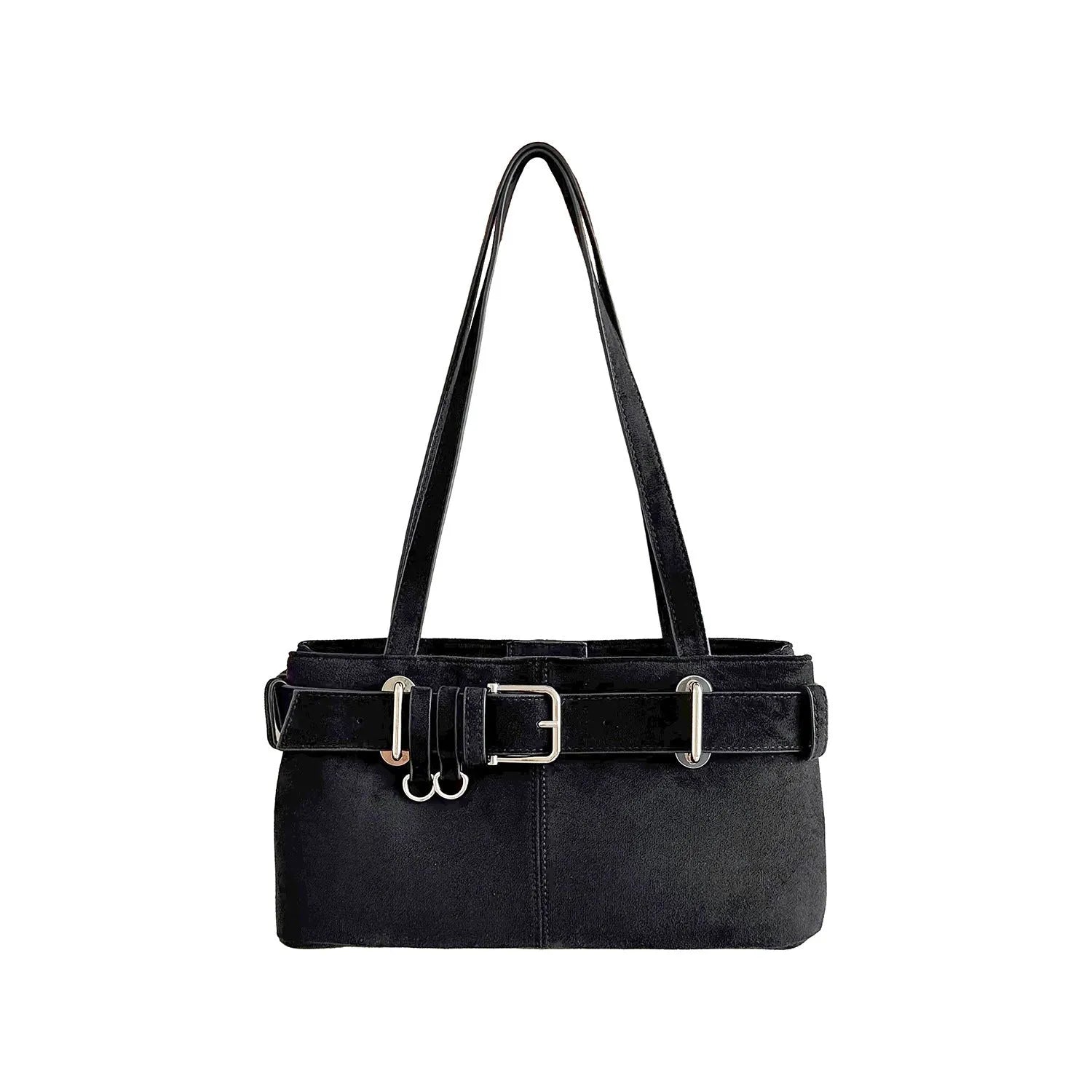 Retro minority design underarm bag in apricot colour with horizontal square shape and double shoulder straps.