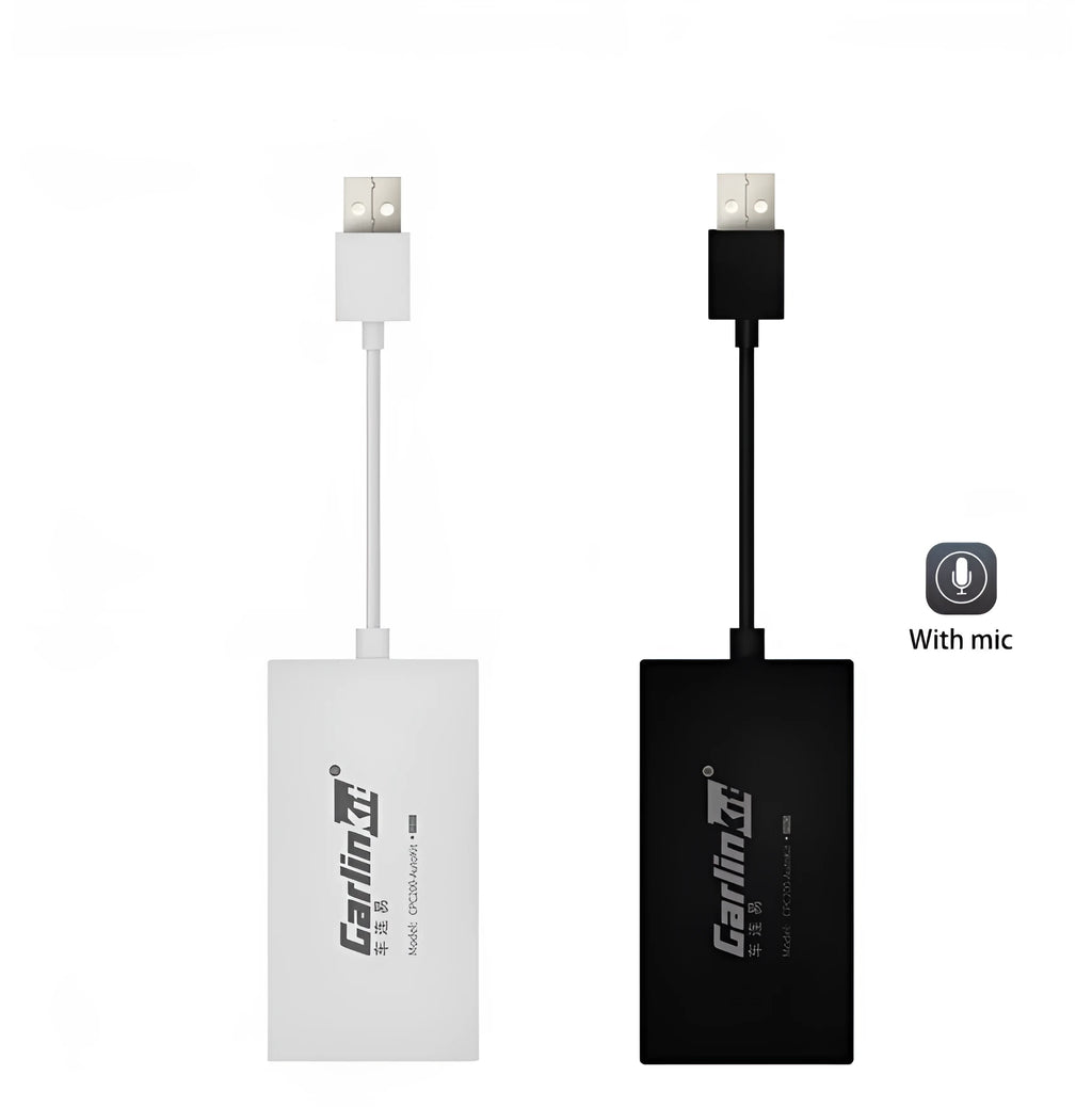 Black Wireless CarPlay USB dongle for connecting iPhone to Android car navigation systems
