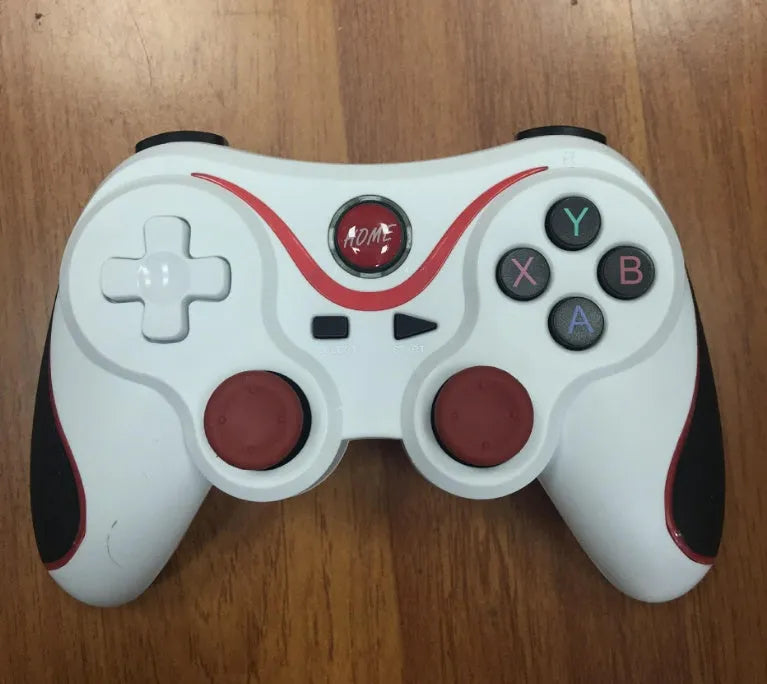 Upgraded X3 black Bluetooth wireless game controller for Android phones with attached phone clip.