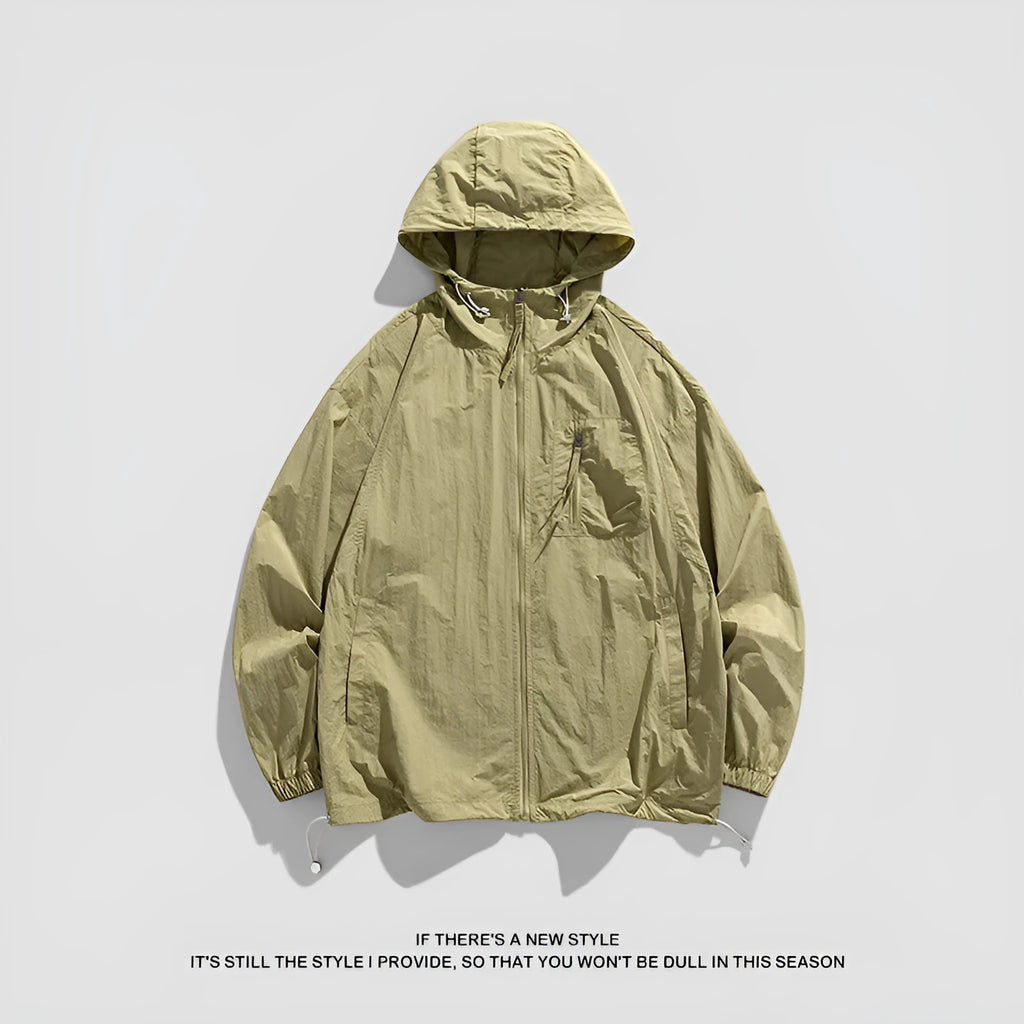 Lightweight hooded sun protection jacket in spandex fabric available in four colour options