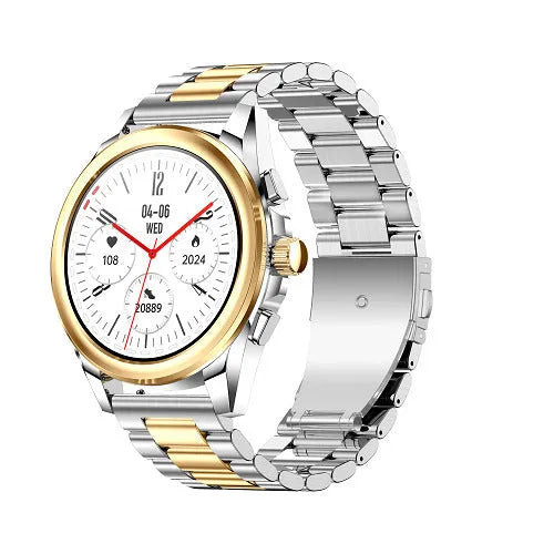 KC83 smart watch with TFT screen, touch button, steel or leather finish, for Bluetooth calling and health tracking