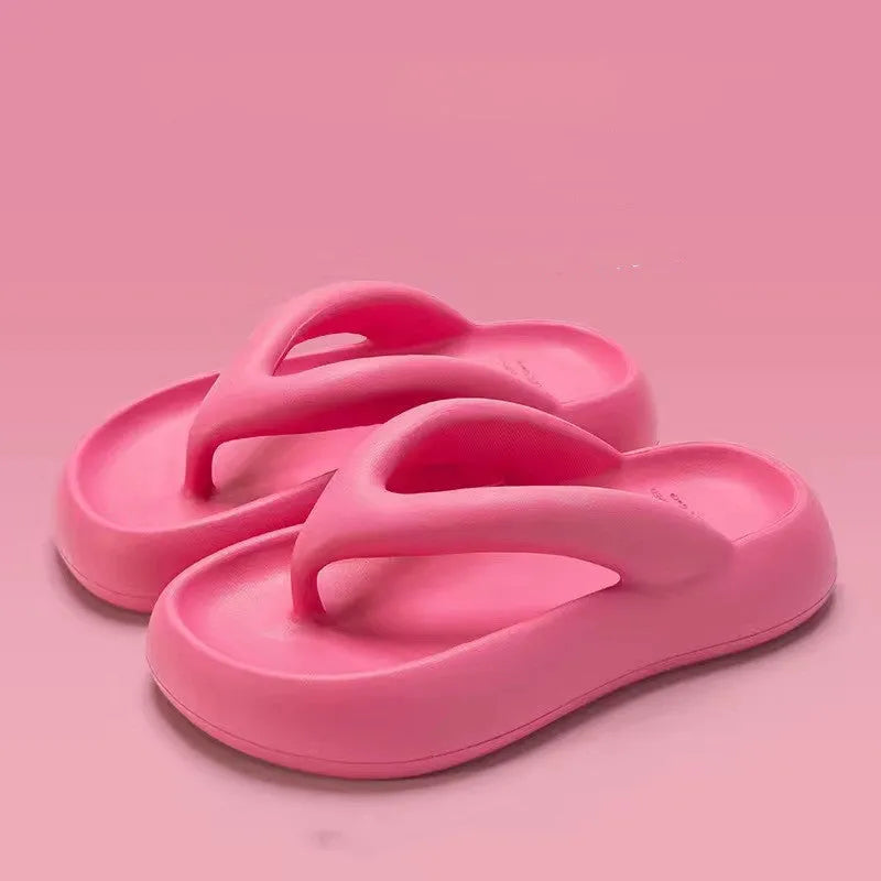 Solid colour thick-soled EVA flip-flops with decorative bow in available colours