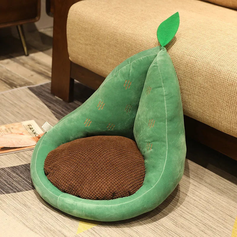 Plush fruit cushion in avocado, cactus, carrot, or peach design, 50 x 48 x 45 cm, for chair or floor
