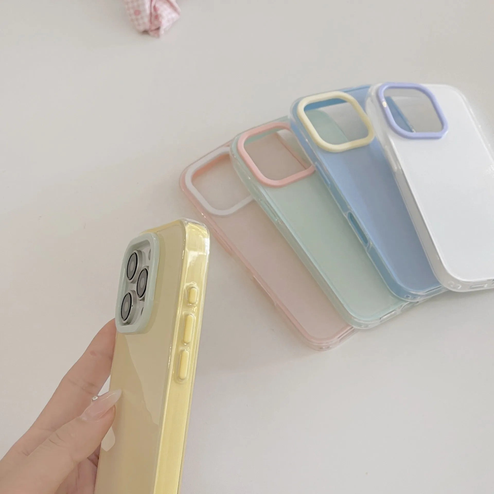 Simple solid colour jelly silicone all-inclusive phone case for iPhone models on a white background.