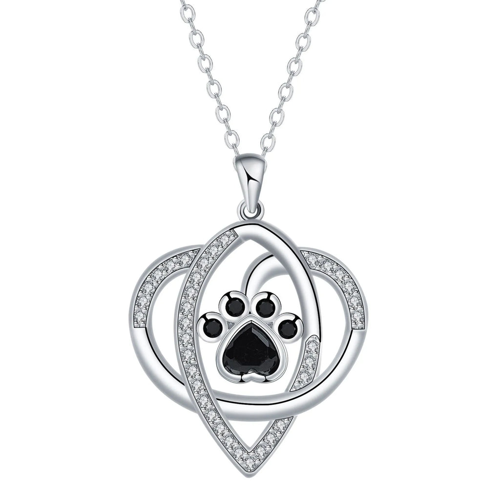 Copper necklace with dogs and cats footprints pendant on cross chain