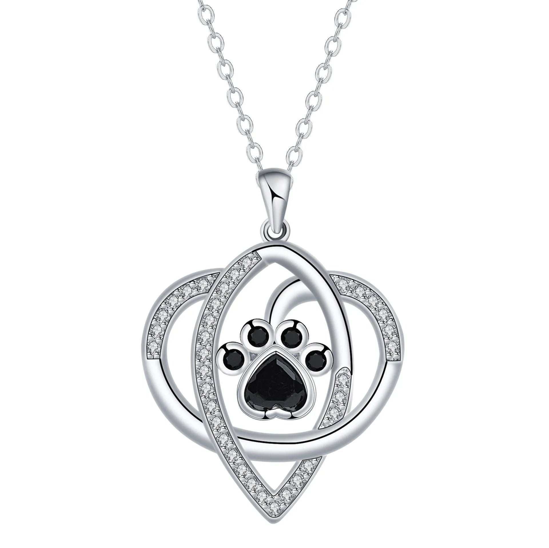 Copper necklace with dogs and cats footprints pendant on cross chain