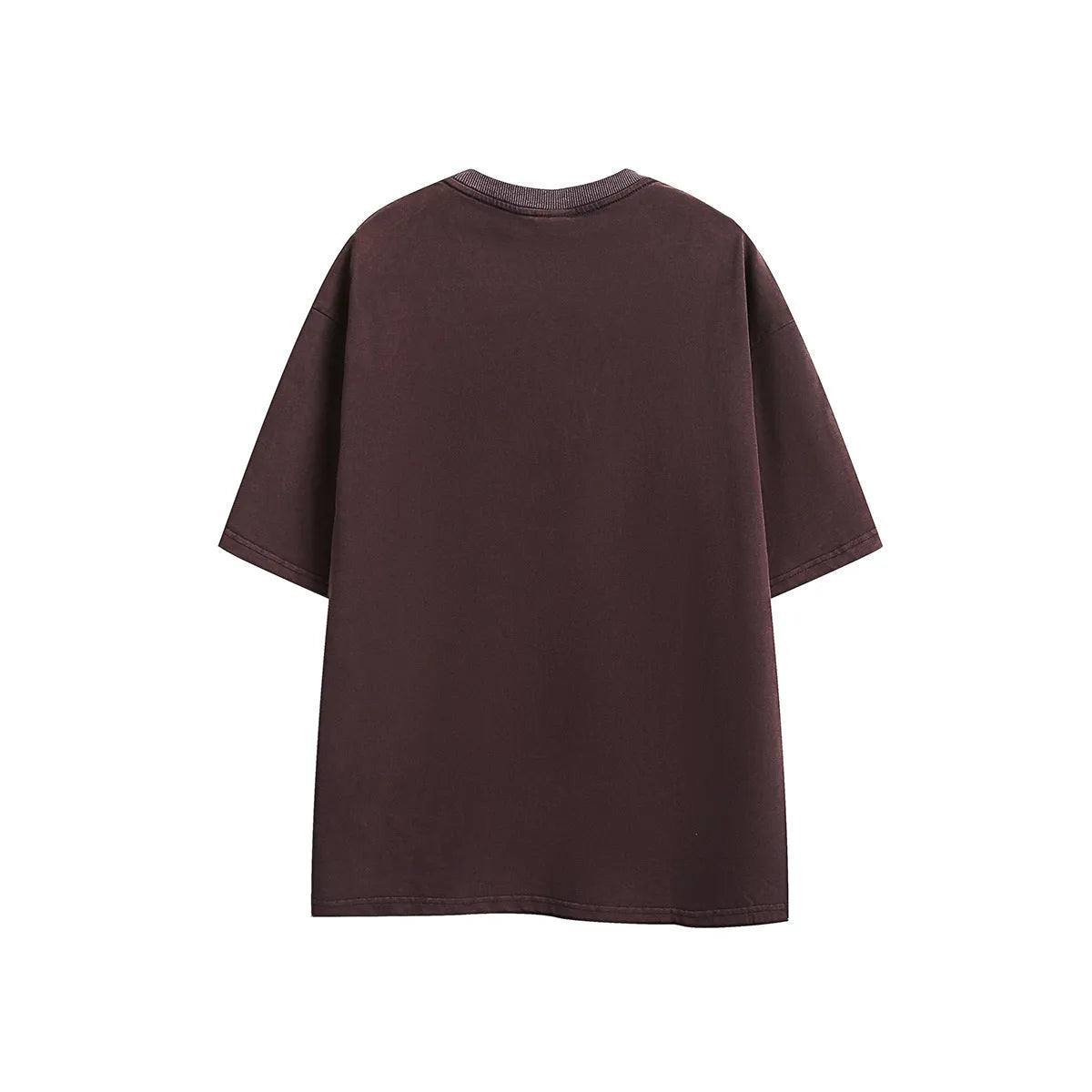 Men's black embroidered retro t-shirt with loose fit cotton construction