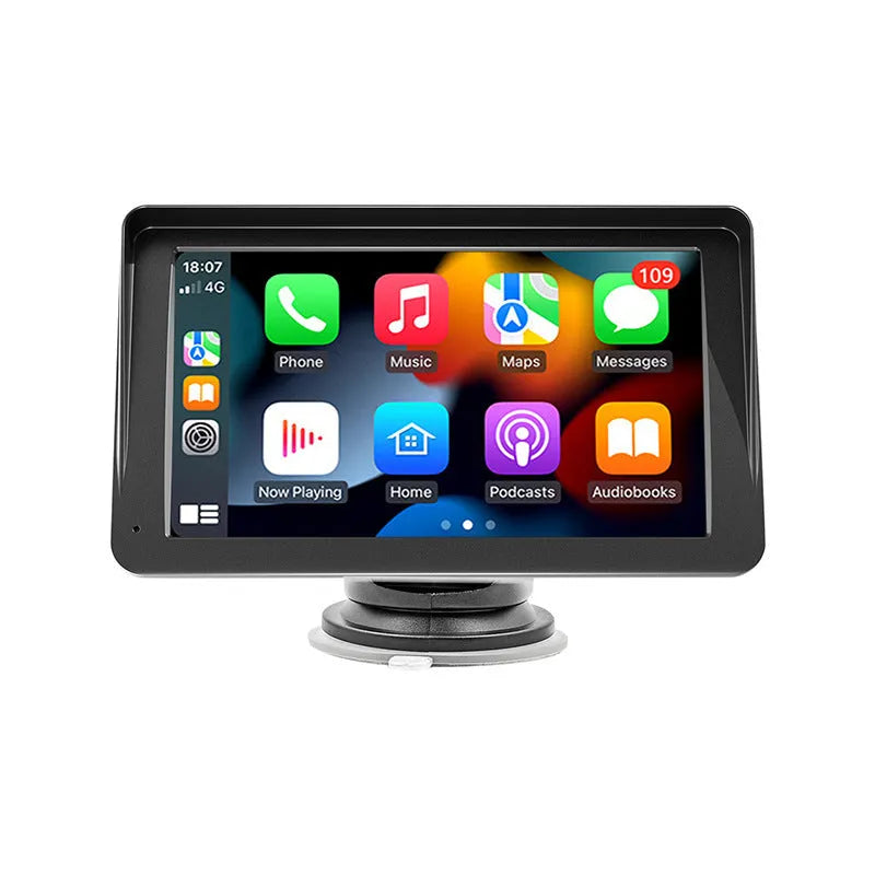 Black 7-inch wireless Carplay MP5 vehicle player with HD IPS screen and FM transmitter