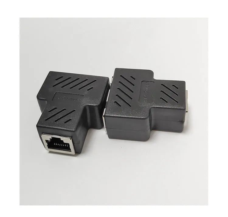 RJ45 three-way tee network cable splitter adapter in assorted colours