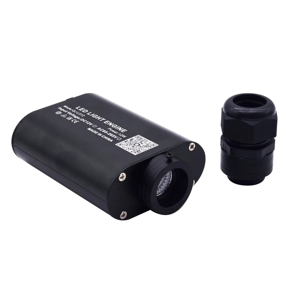 Compact 12W RGBW fiber optic light source for car star dome with 20mm coupling head and remote control