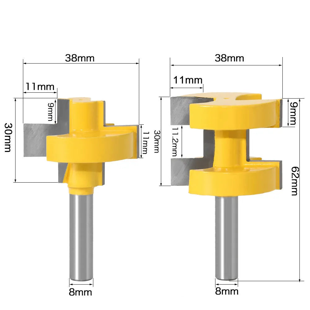 T-slot milling cutter woodworking tenon cutter hard alloy yellow 30mm blade 8mm shank