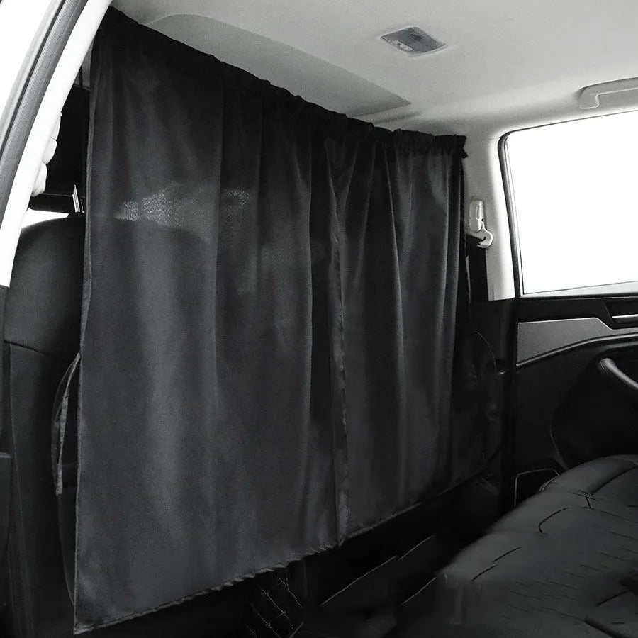Car front and rear partition curtain made of black Pongee fabric, 69 by 82 centimetres, with suspension drawstring