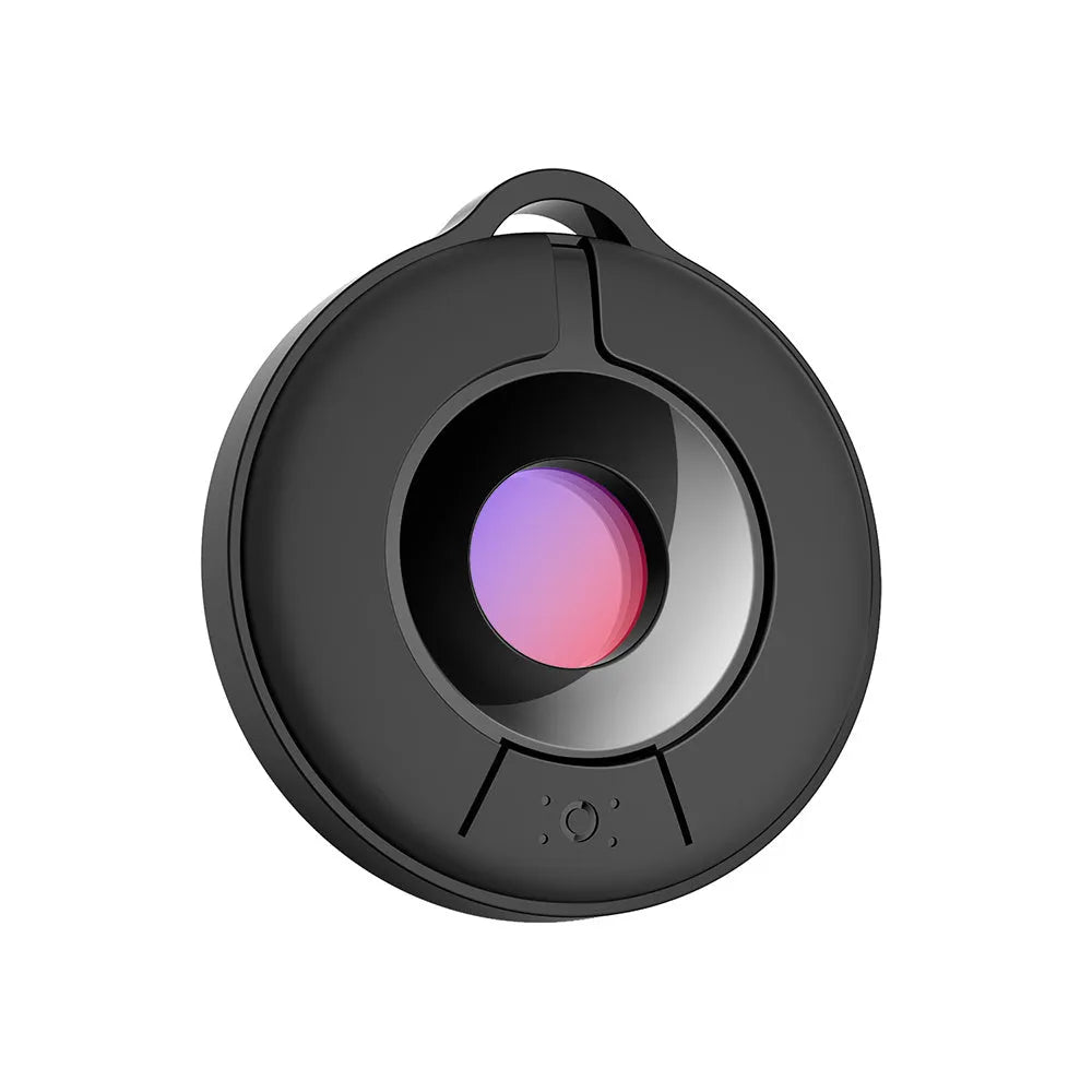 Compact black camera detector with infrared sensor for finding hidden surveillance devices.