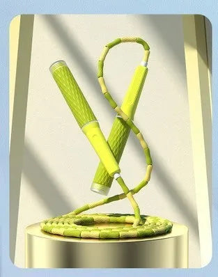 Children's bamboo bead skipping rope in blue colour with non-knotted design