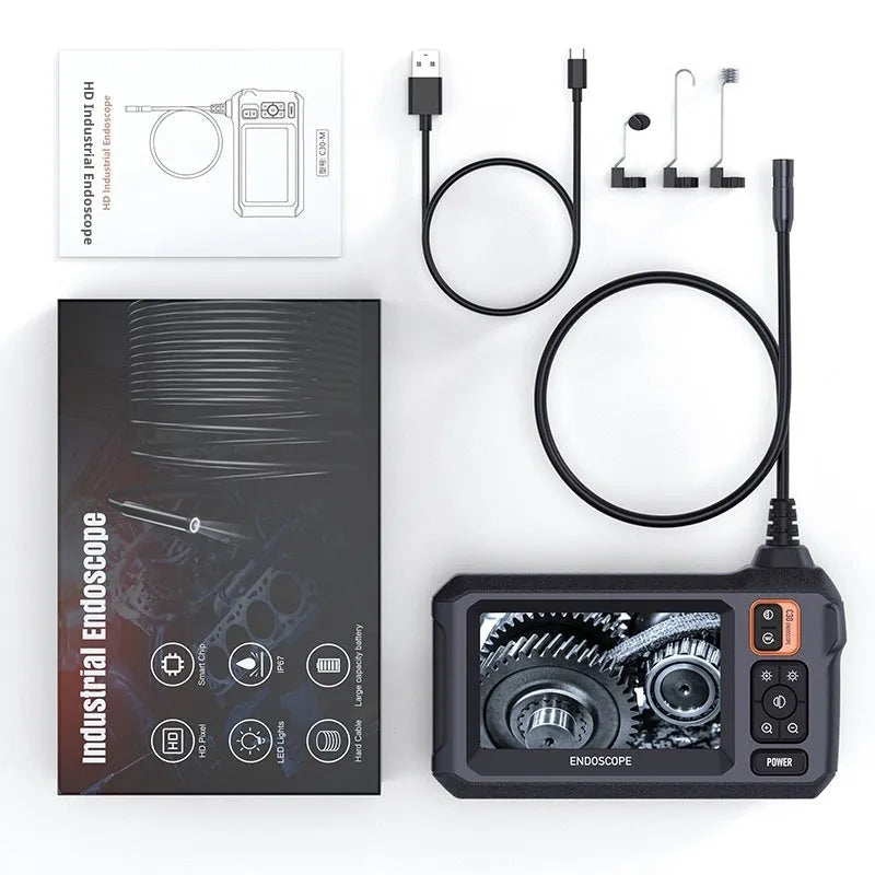 HD handheld camera with screen in black and orange for inspection tasks