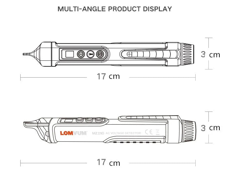 Intelligent checkpoint test pencil with sensor tip and AC 10 colour display for electrical line detection
