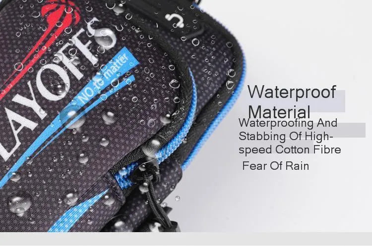 Nylon waterproof mobile phone arm bag with breathable mesh back panel on a person's arm