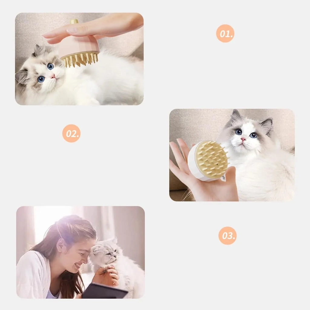 Silicone pet shampoo brush with double-sided massage design for dog and cat bath time
