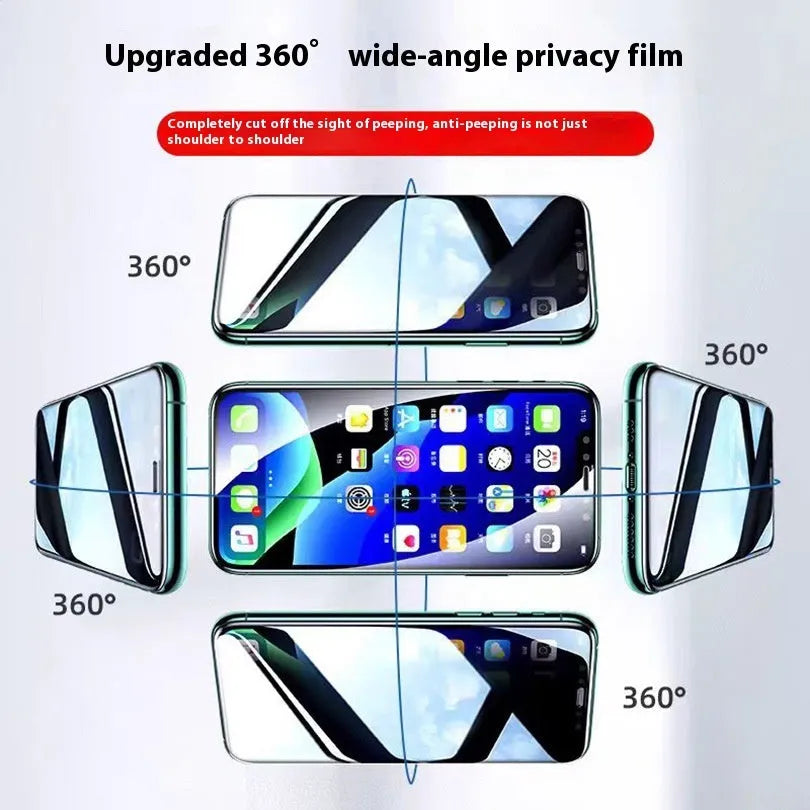 360 degree peep-proof TPU screen protector for iPhone 16 15 14 13 series privacy film in blue light and frosted options