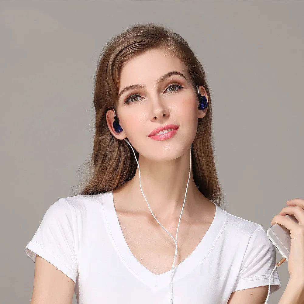 Earhook sports earphones with 3.5mm in-line plug, silicone earplugs and transparent ear-wrap design