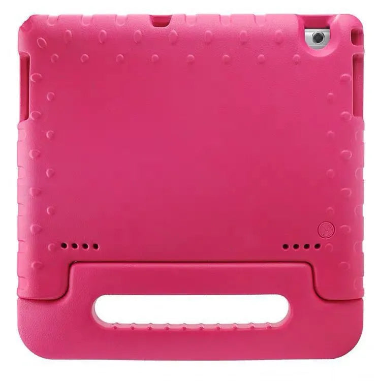 Huawei Enjoy tablet inside a protective EVA foam case, showing colour and style options like black business design and pink cartoon.